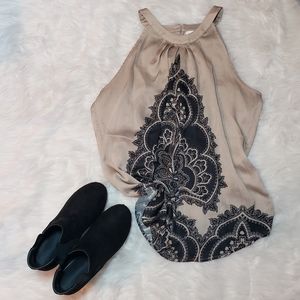 New york & company semi sheer nude sz L